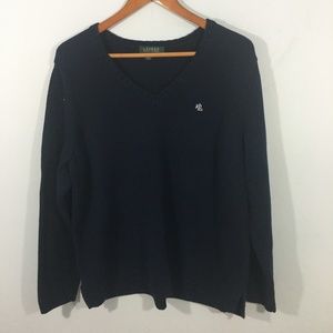 Lauren Ralph Lauren blue v-neck sweater Size 2X